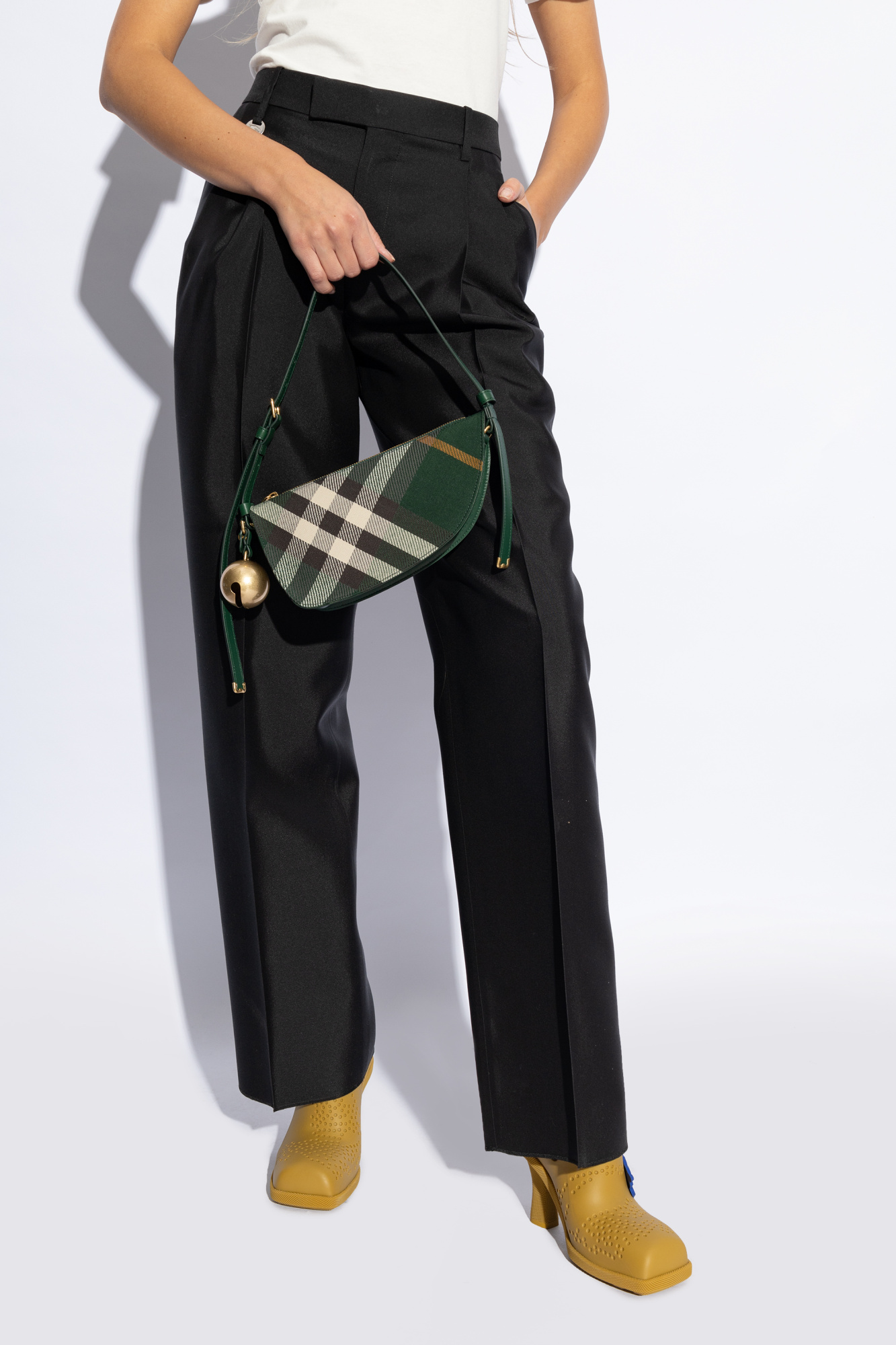 ショルダーバッグ・ポシェット BURBERRY EMBROIDERED CANVAS MINI SHIELD SHOULDER BAG BURBERRY Shield small blue check canvas & leather shoulder